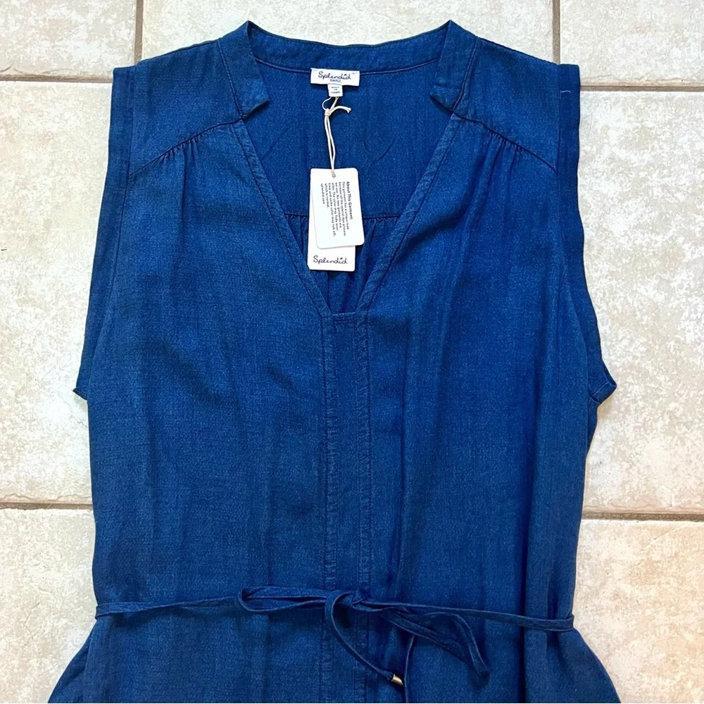 NWT Splendid Willow Tie-Waist Dark Wash Dress - Picture 5 of 13